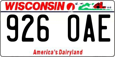 WI license plate 926OAE
