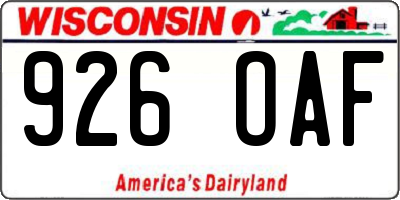 WI license plate 926OAF
