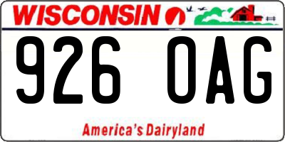 WI license plate 926OAG