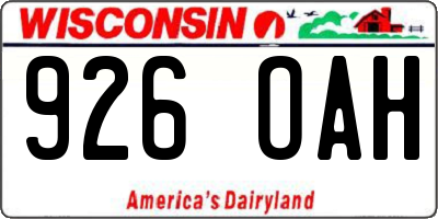 WI license plate 926OAH