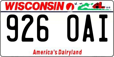 WI license plate 926OAI