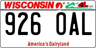 WI license plate 926OAL