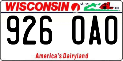 WI license plate 926OAO