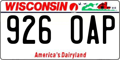 WI license plate 926OAP