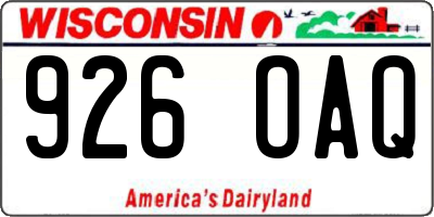 WI license plate 926OAQ