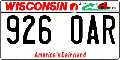 WI license plate 926OAR