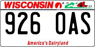 WI license plate 926OAS