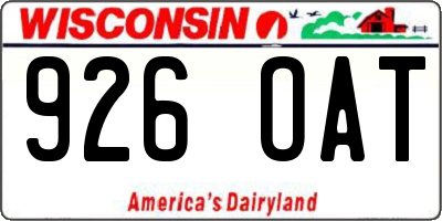 WI license plate 926OAT