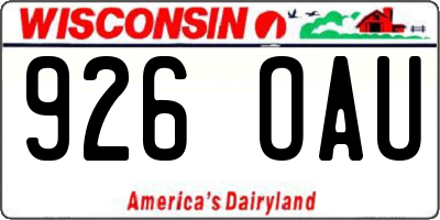 WI license plate 926OAU