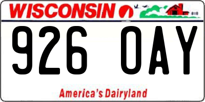 WI license plate 926OAY