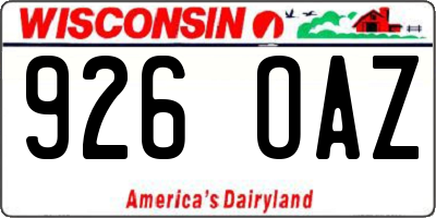 WI license plate 926OAZ
