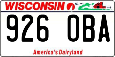 WI license plate 926OBA