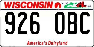 WI license plate 926OBC