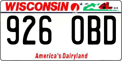 WI license plate 926OBD
