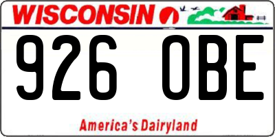 WI license plate 926OBE