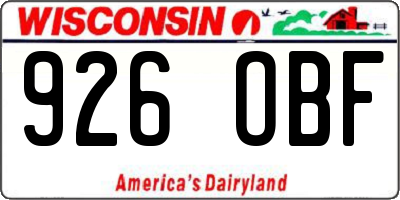 WI license plate 926OBF