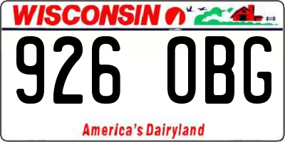 WI license plate 926OBG