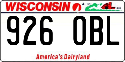 WI license plate 926OBL