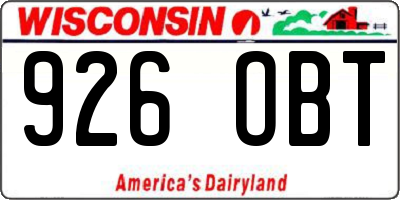 WI license plate 926OBT