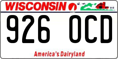 WI license plate 926OCD