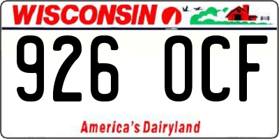 WI license plate 926OCF