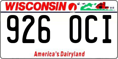 WI license plate 926OCI