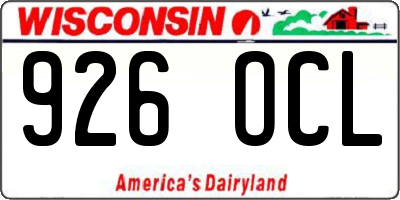 WI license plate 926OCL