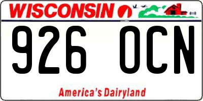 WI license plate 926OCN