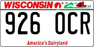 WI license plate 926OCR