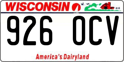 WI license plate 926OCV