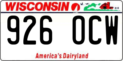 WI license plate 926OCW