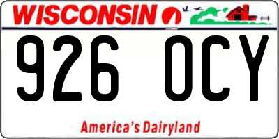 WI license plate 926OCY