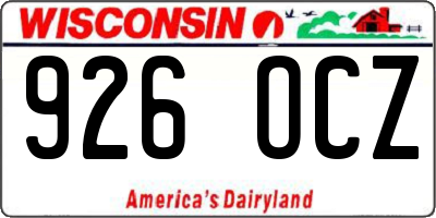 WI license plate 926OCZ
