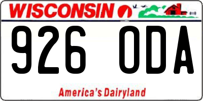 WI license plate 926ODA