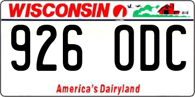 WI license plate 926ODC