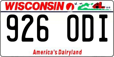 WI license plate 926ODI