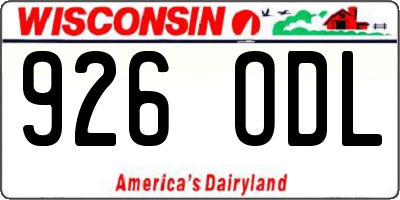 WI license plate 926ODL