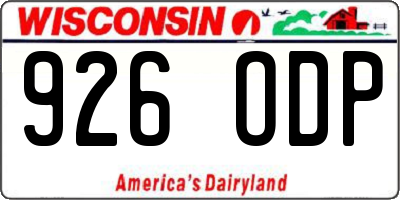 WI license plate 926ODP