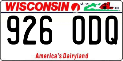 WI license plate 926ODQ