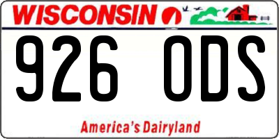WI license plate 926ODS