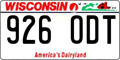 WI license plate 926ODT