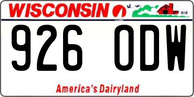 WI license plate 926ODW