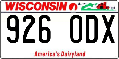 WI license plate 926ODX
