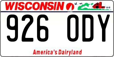 WI license plate 926ODY