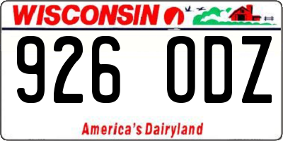 WI license plate 926ODZ