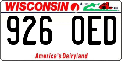 WI license plate 926OED