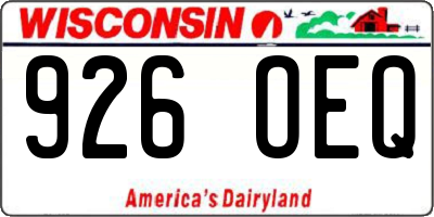 WI license plate 926OEQ