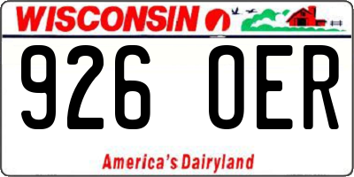 WI license plate 926OER