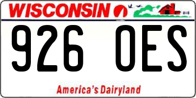 WI license plate 926OES