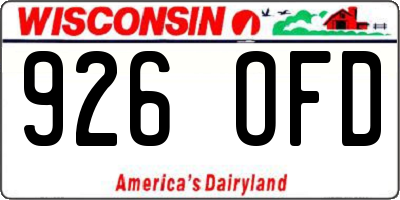 WI license plate 926OFD